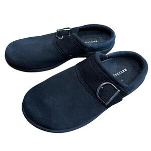 Waco Siesta Southwest Revitalign Orthotic Suede Clog Shoe Size 7 B - Black
